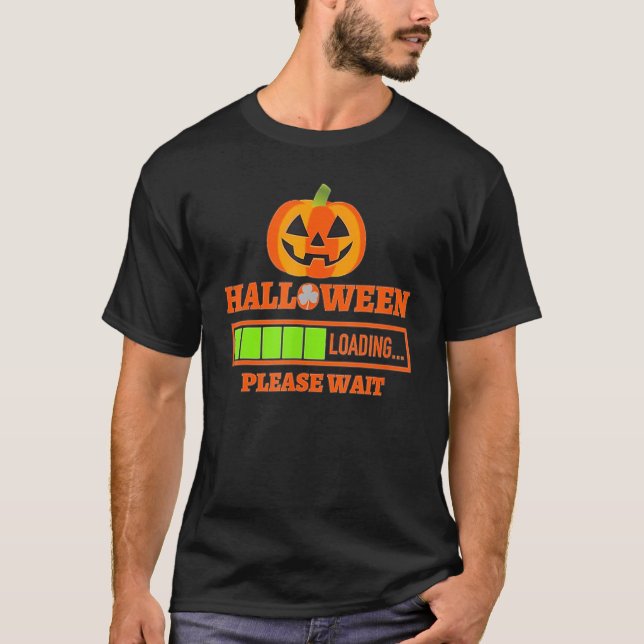 Halloween Loading Please Wait Pumpkin T-Shirt (Front)