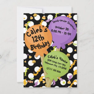 Halloween Lollipops Candy Fun Birthday Party Invitation