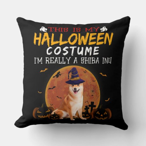 Halloween Love Akita Inu Funny Dog Mom Dad Gifts Throw Pillow