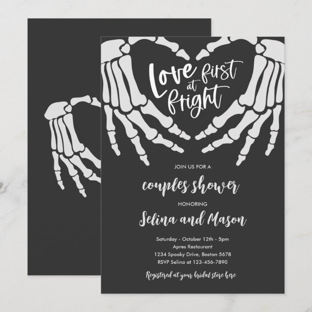 Halloween Love At First Fright Couples Shower Invitation (Front/Back)