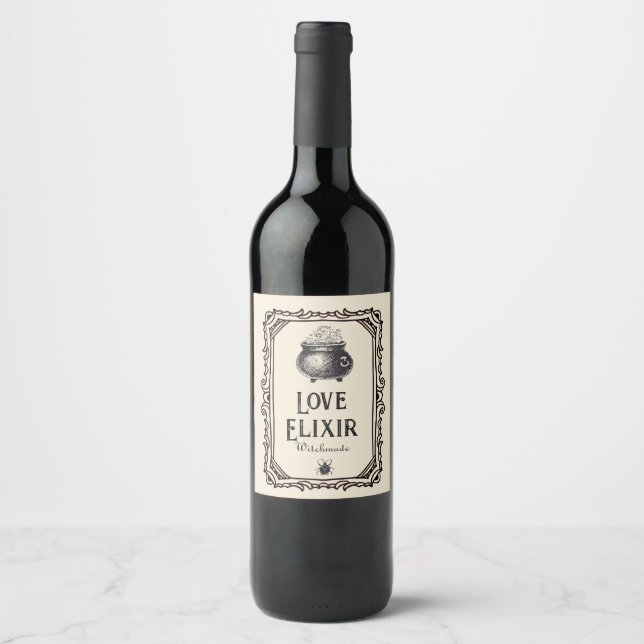 Halloween Love elixir Drinks Spooky  Wine Label (Front)