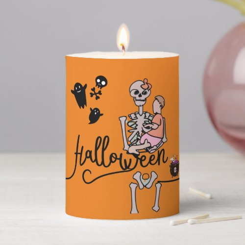 Halloween Love Skeleton Pillar Candle