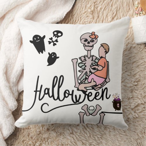 Halloween Love Skeleton Throw Pillow