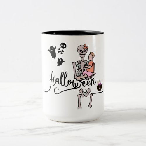 Halloween Love Skeleton Two_Tone Coffee Mug