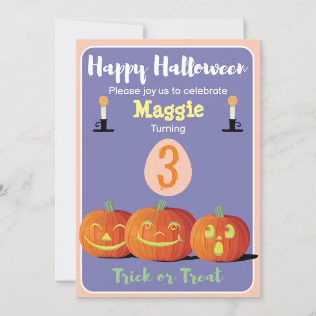 Halloween Lovely Birthday Personalized Invitation (Front)