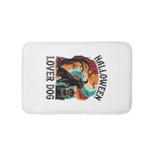Halloween Lover Dog Witch Hat Pumpkin Tombstone_1 Bath Mat