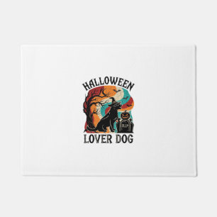 Halloween Lover Dog Witch Hat Pumpkin Tombstone_1 Doormat