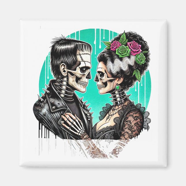 Halloween Lovers Frankenstein Skeleton For Men Wom Magnet (Front)