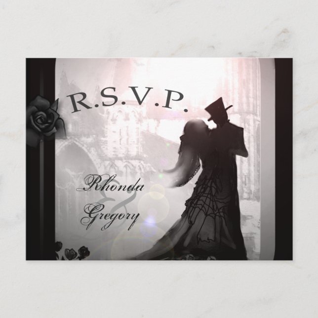 Halloween Lovers Silhouette Matching RSVP PostCard (Front)