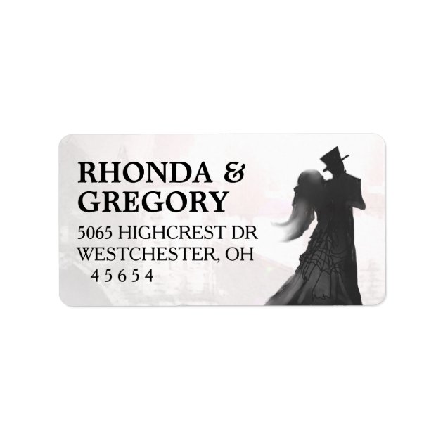 Halloween Lovers Silhouette Matching Wedding Label