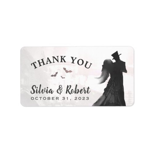 Halloween Lovers Silhouette Thank Yo Wedding Label