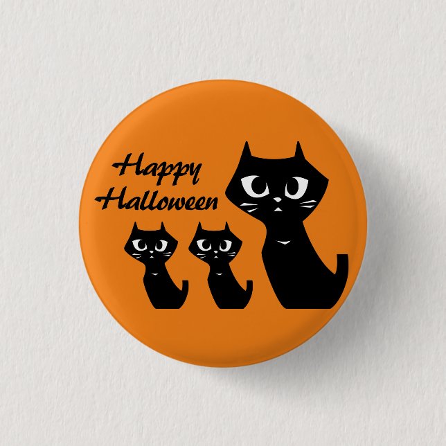 Halloween Lucky Black Cats Button (Front)