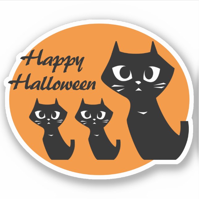 Halloween Lucky Black Cats Sticker (Front)