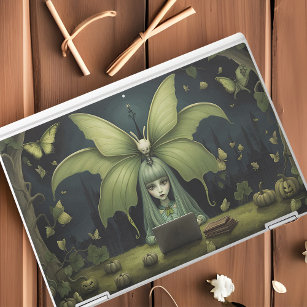 Halloween Luna Moth Whimsigothic Surreal Girl HP Laptop Skin