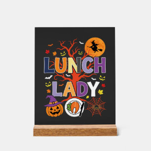 Halloween Lunch Lady Witch Kitchen Vector Acrylic Sign