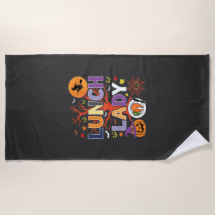 Halloween Lunch Lady Witch Kitchen Vector Beach Towel