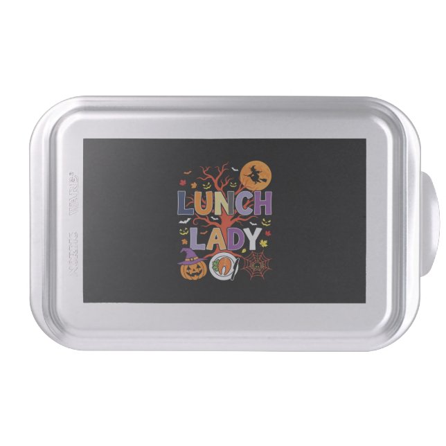 Halloween Lunch Lady Witch Kitchen Vector Cake Pan (Front)