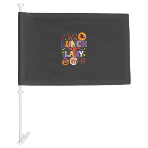 Halloween Lunch Lady Witch Kitchen Vector Car Flag