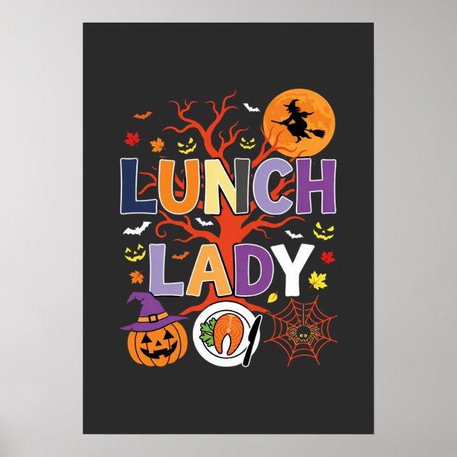 Halloween Lunch Lady Witch Kitchen Vector Poster (Front)