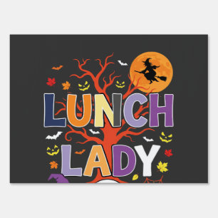Halloween Lunch Lady Witch Kitchen Vector Sign