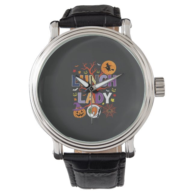 Halloween Lunch Lady Witch Kitchen Vector Watch (Front)