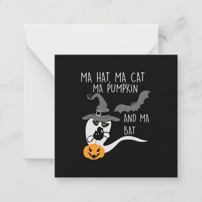 Halloween Ma Hat Ma Cat Birthday Note Card (Front)