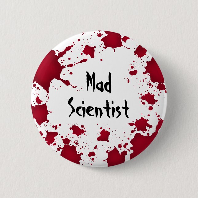 Halloween mad scientist pinback button (Front)