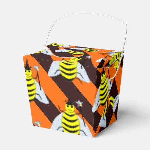 Halloween Magic Bee Witch Orange and Black Stripes Favor Boxes