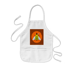 Halloween Magic Bee Witch Orange and Black Stripes Kids' Apron