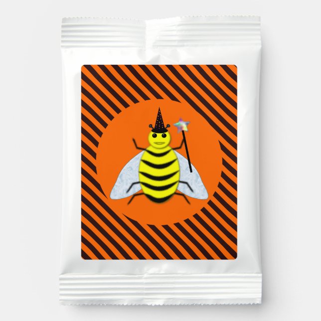 Halloween Magic Bee Witch Orange and Black Stripes Lemonade Drink Mix (Front)