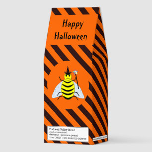 Halloween Magic Bee Witch Orange and Black Stripes Roasted Coffee