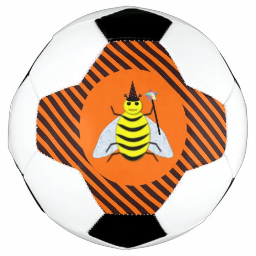 Halloween Magic Bee Witch Orange and Black Stripes Soccer Ball