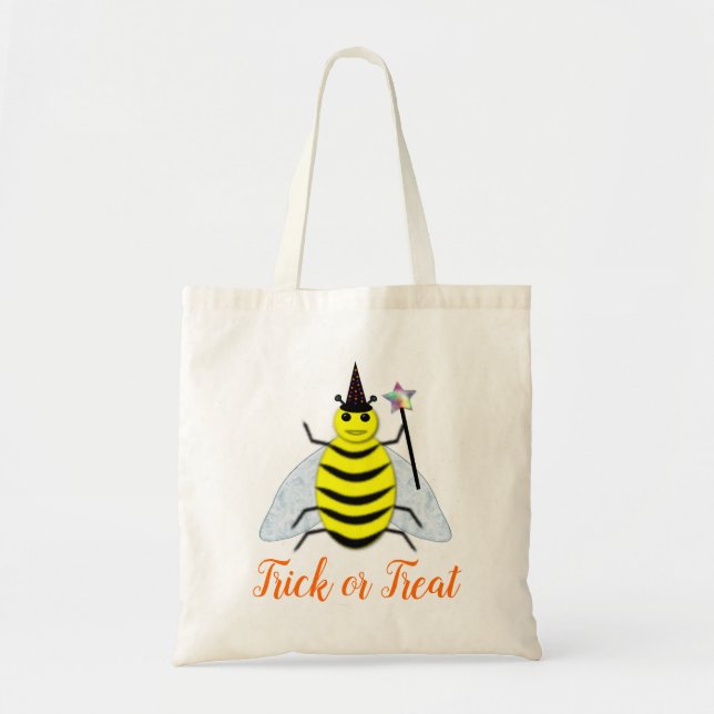 Halloween Magic Bee Witch Trick or Treat Tote Bag (Front)