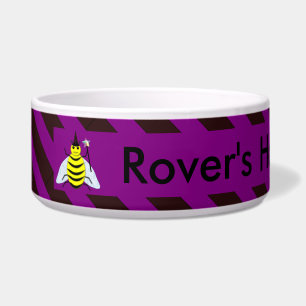 Halloween Magic Bee Wizard Purple and Black Stripe Bowl