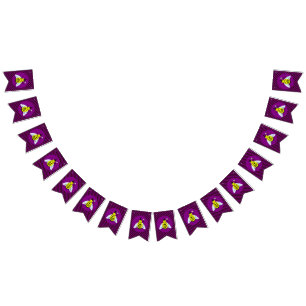 Halloween Magic Bee Wizard Purple and Black Stripe Bunting Flags