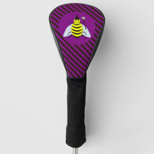 Halloween Magic Bee Wizard Purple and Black Stripe Golf Head Cover