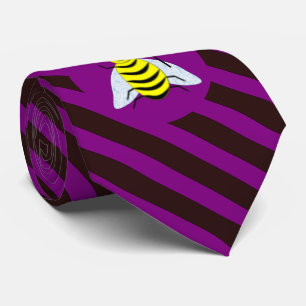 Halloween Magic Bee Wizard Purple and Black Stripe Neck Tie