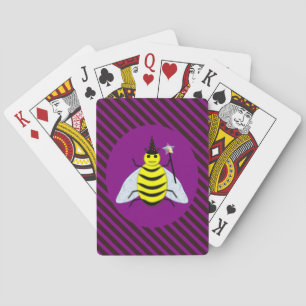 Halloween Magic Bee Wizard Purple and Black Stripe Poker Cards