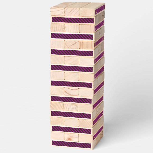 Halloween Magic Bee Wizard Purple and Black Stripe Topple Tower (Assembled)