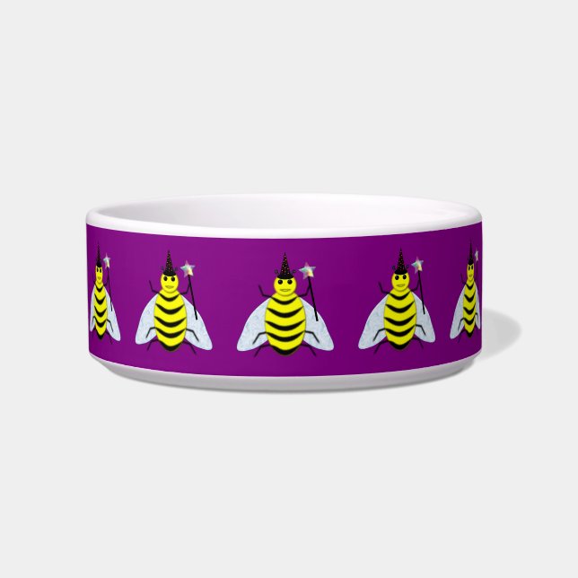 Halloween Magic Bee Wizard Purple Bowl (Front)