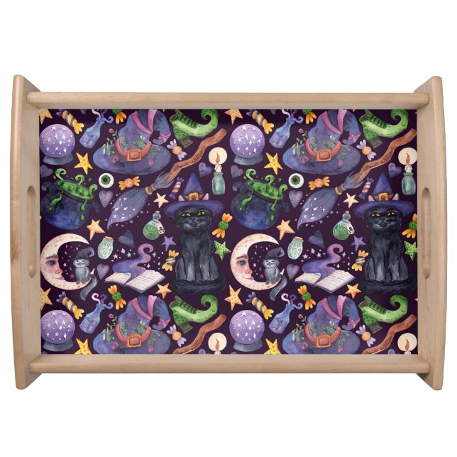 Halloween magic: dark hand-drawn pattern. serving tray (Front)