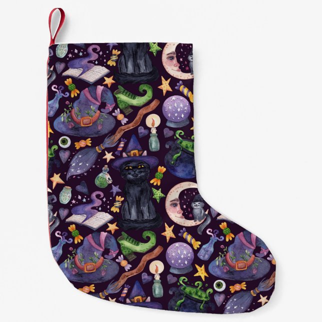 Halloween magic: dark hand-drawn pattern. small christmas stocking (Front)