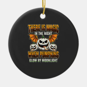 Halloween Magic Pumpkin Moonlight Horror Vector Ceramic Ornament