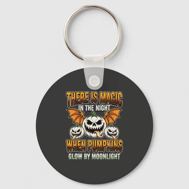 Halloween Magic Pumpkin Moonlight Horror Vector Keychain (Front)