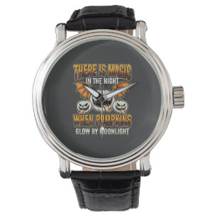 Halloween Magic Pumpkin Moonlight Horror Vector Watch