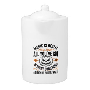 Halloween Magic Pumpkin Vintage Vector Shirt Desig Teapot