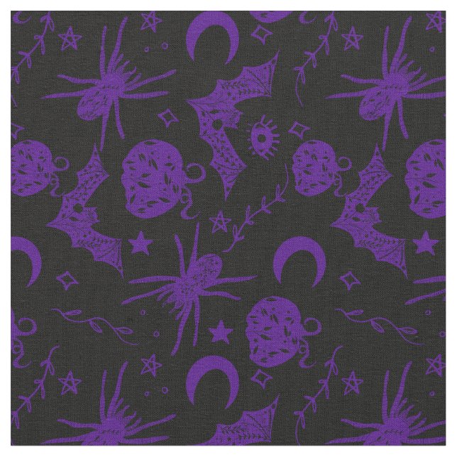 Halloween Magic Purple Fabric (Close Up)