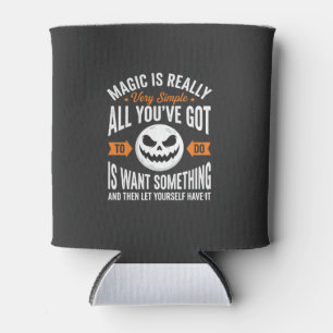 Halloween Magic Quote Pumpkin Face Design Can Cooler