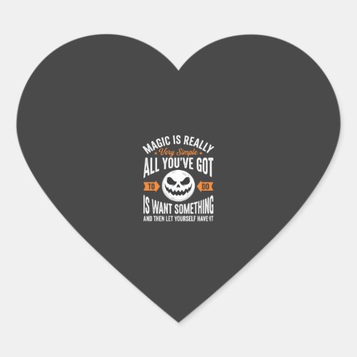 Halloween Magic Quote Pumpkin Face Design Heart Sticker