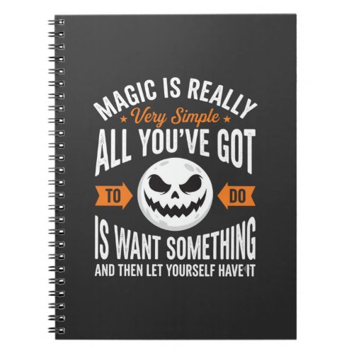 Halloween Magic Quote Pumpkin Face Design Notebook